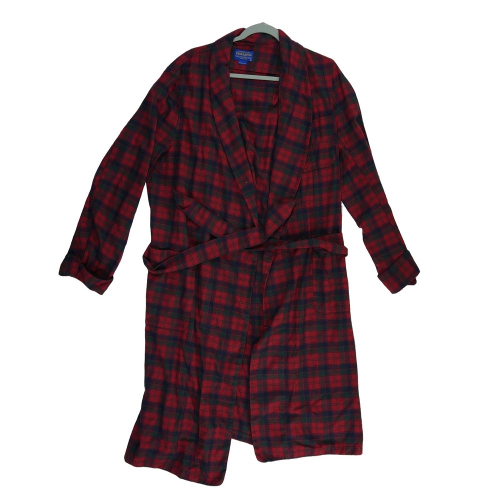 Pendleton Robe Mens Size Large Red Green Plaid Virgin Wool USA‎ Vintage